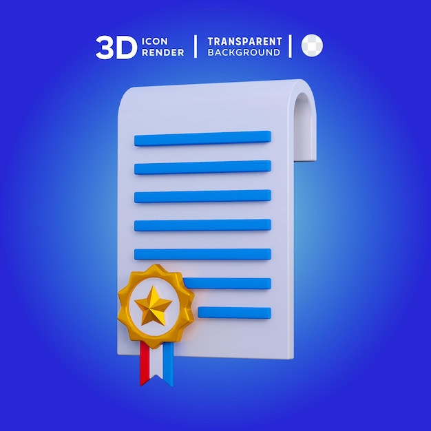 PSD 3d-иллюстрация сертификата psd