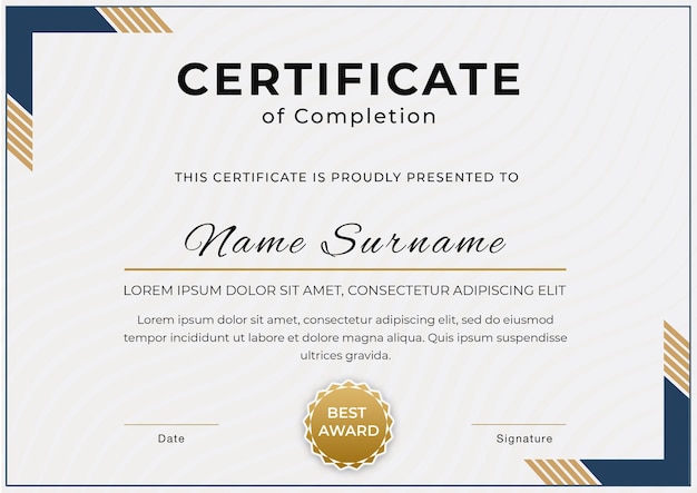 psd certificate with border