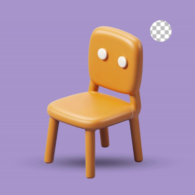 Psd chair 3d render illustration transparent