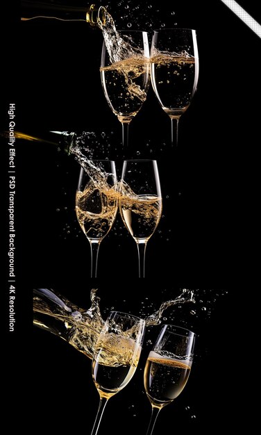 PSD psd champagne festivity drink wine on straightforward foundation transparent background