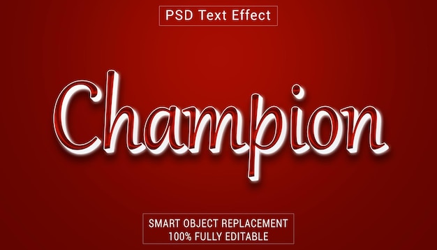 Эффект стиля текста логотипа PSD Champion
