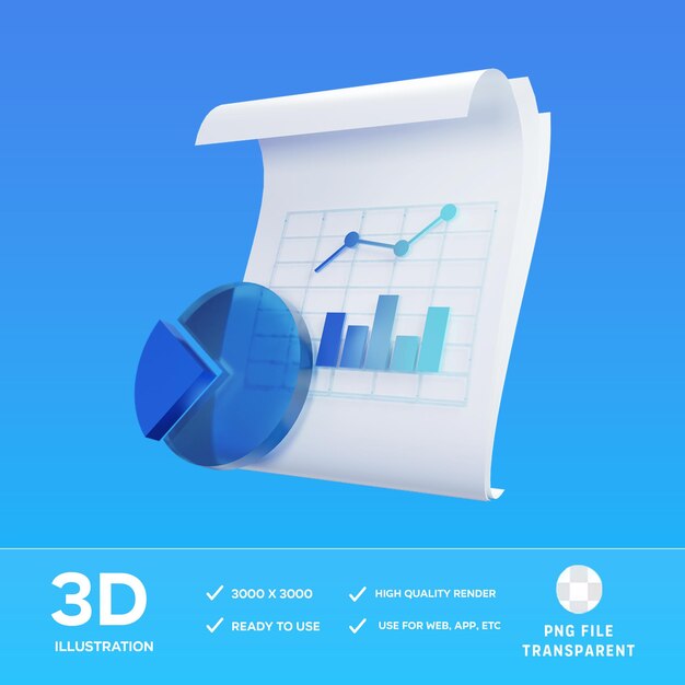 PSD chart report 3D Illustration
