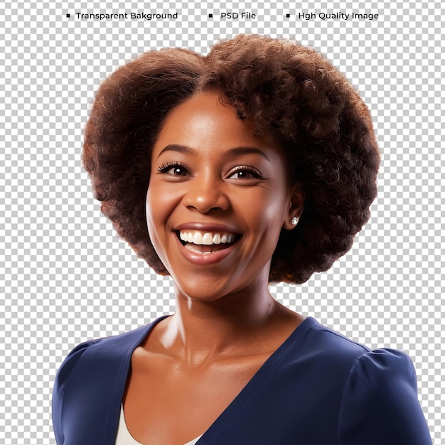 PSD psd cheerful african american lady holding transparent background