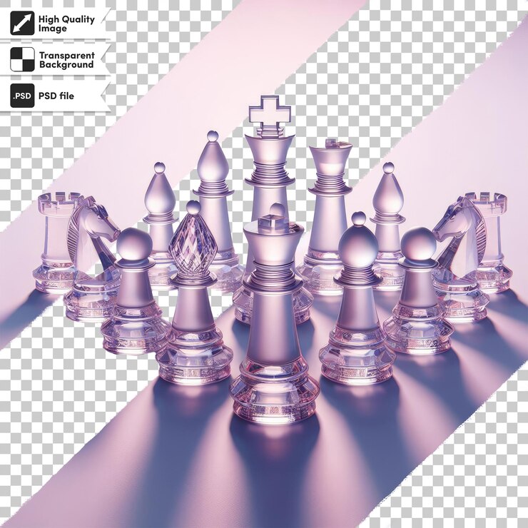 PSD psd chess pieces on the board on transparent background