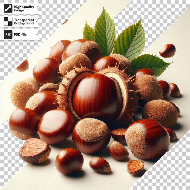 Psd chestnut fruit on transparent background with editable mask layer