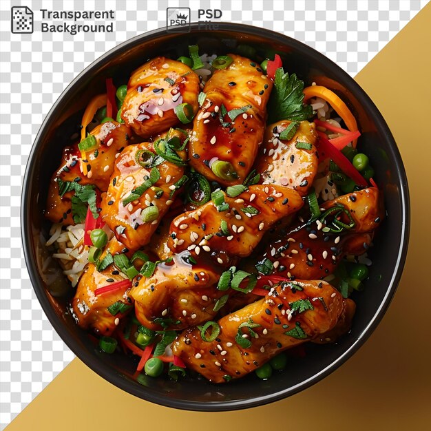 PSD psd chicken teriyaki in a black bowl