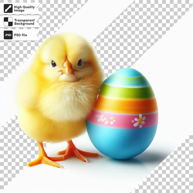 PSD psd chicken with easter egg on transparent background with editable mask layer