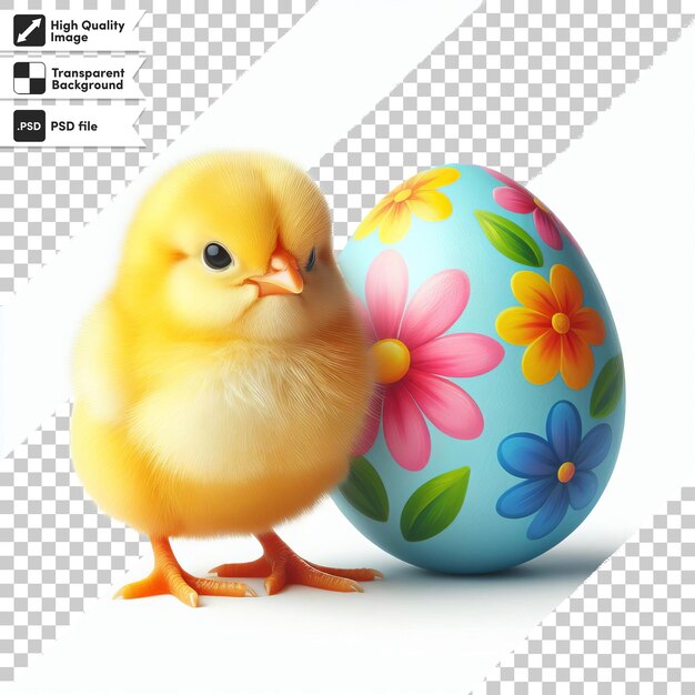 PSD psd chicken with easter egg on transparent background with editable mask layer