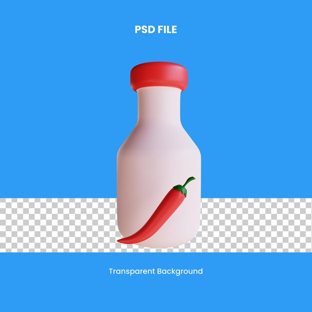 PSD illustrazione dell'icona 3d della salsa di peperoncino psd