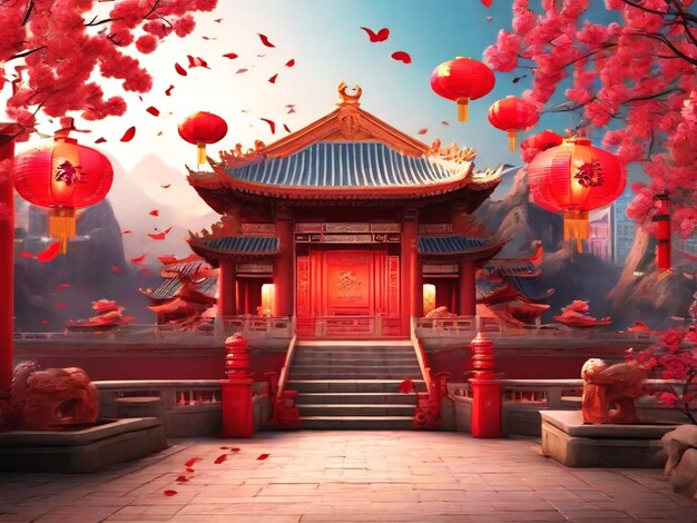 PSD psd chinese new year background traditional spring festival best quality hyper realistic wallpaper