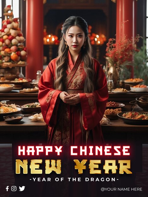 PSD psd chinese new year social media banner and instagram post template
