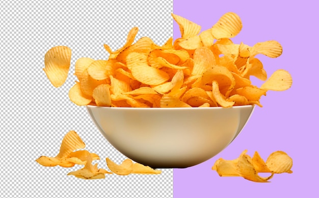 Psd chips in a bowl on a transparent background