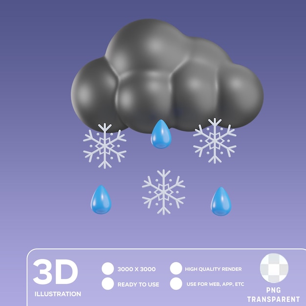 PSD psd chmurny deszcz śnieżny 3d ilustracja
