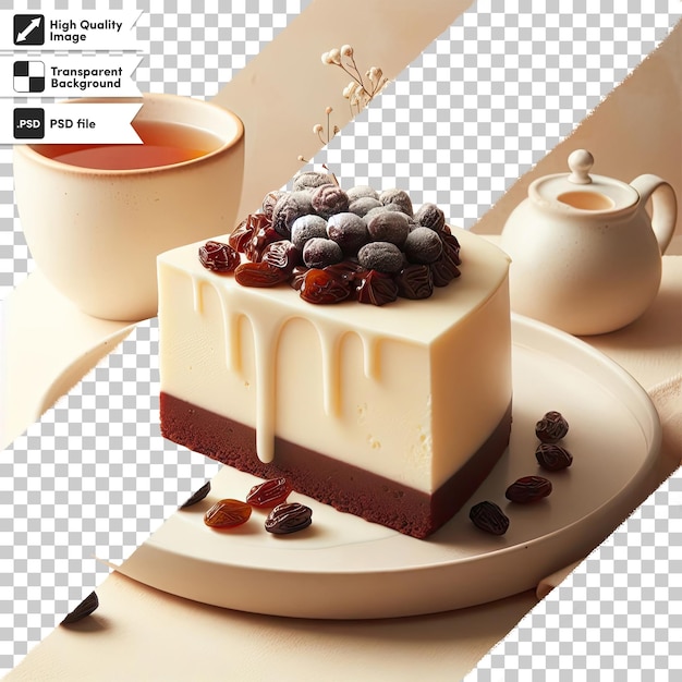 PSD psd chocolate cake with cherries on transparent background