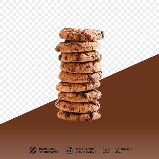 Psd chocolate cookies isolated on transparent background