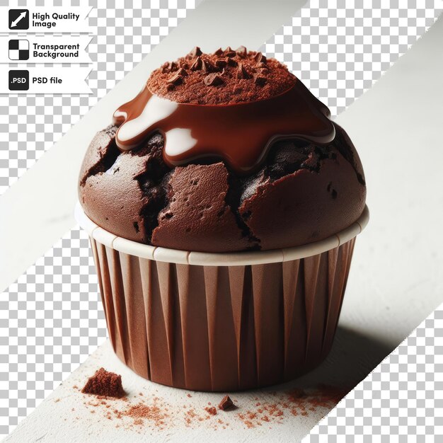 PSD 편집 가능한 마스크 계층으로 투명한 배경에 초콜릿 글래싱을 가진 psd 초콜릿 컵케이크