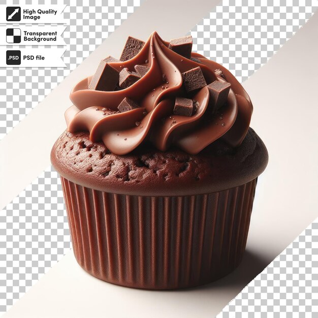 PSD psd chocolate cupcake with chocolate frosting on transparent background with editable mask layer