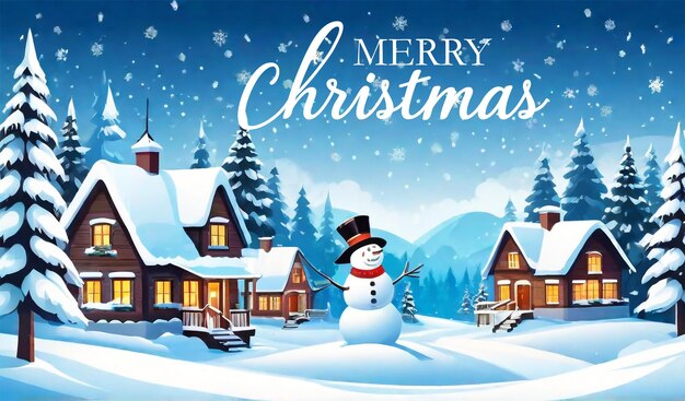 PSD psd christmas background celebrations with snowman christmas village winter background