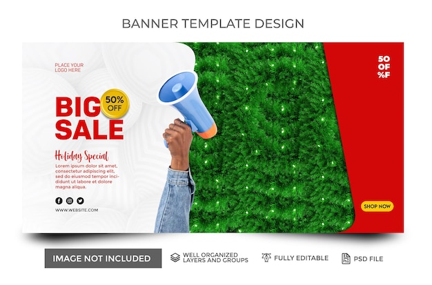 PSD psd christmas big sale sjabloon ontwerp voor banners