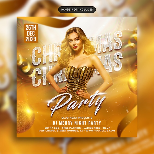 PSD Пост в социальных сетях или веб-баннер psd christmas dj party