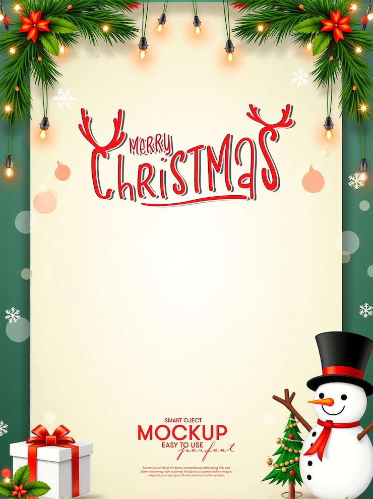 PSD psd christmas frames poster mockup festive holiday design for greeting cards and decor