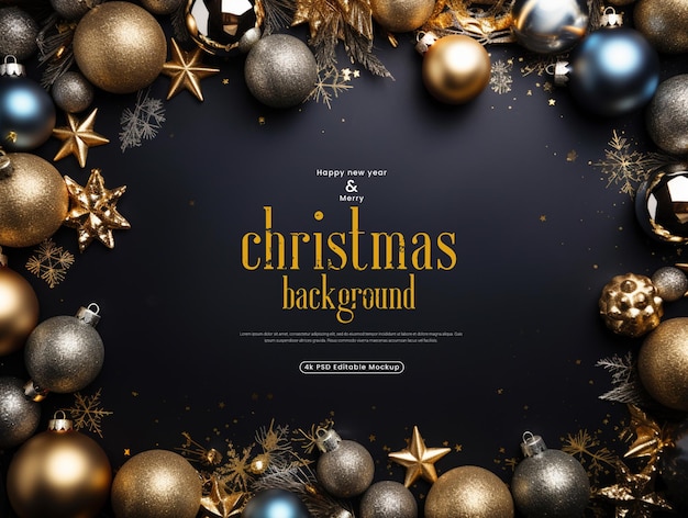 Psd natale amplificatore felice nuovo anno background mockup