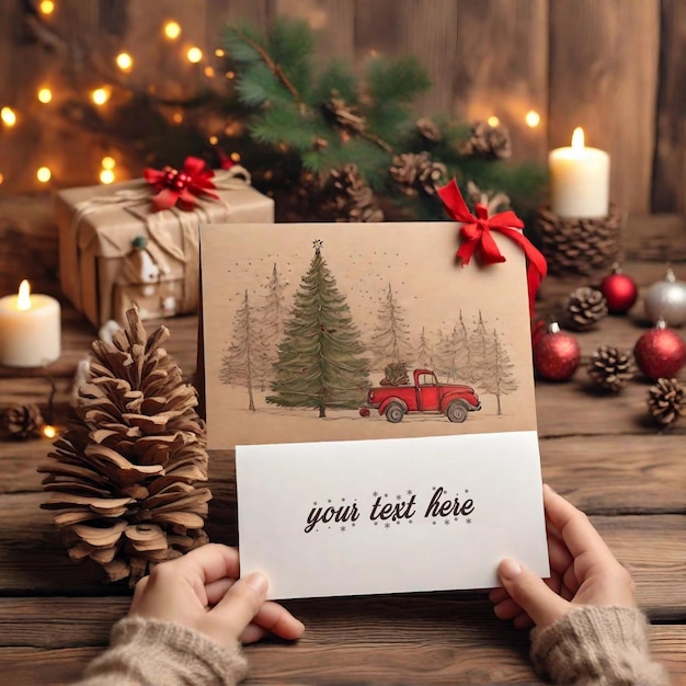 Psd christmas letter card mockup