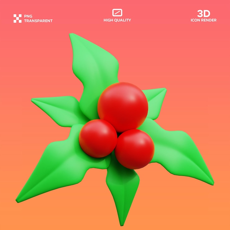 PSD psd christmas mistletoe 3d illustration