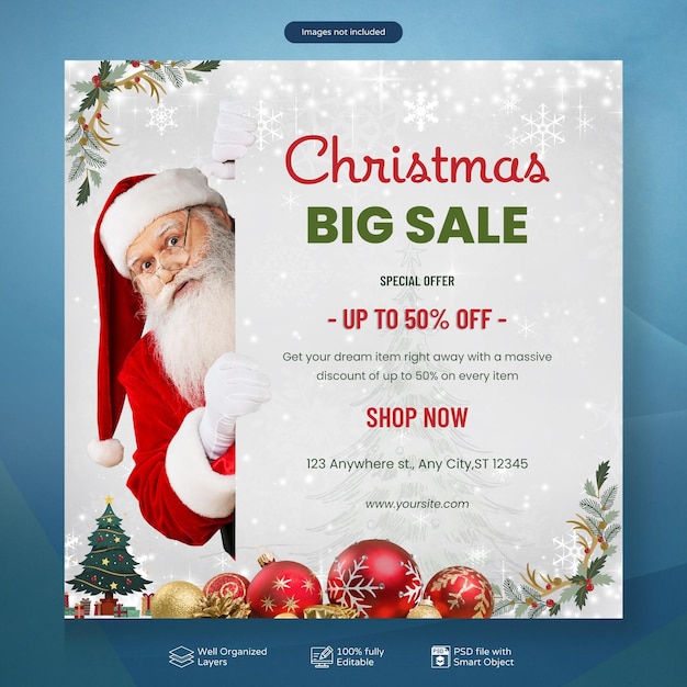 PSD psd christmas sale social media post design template