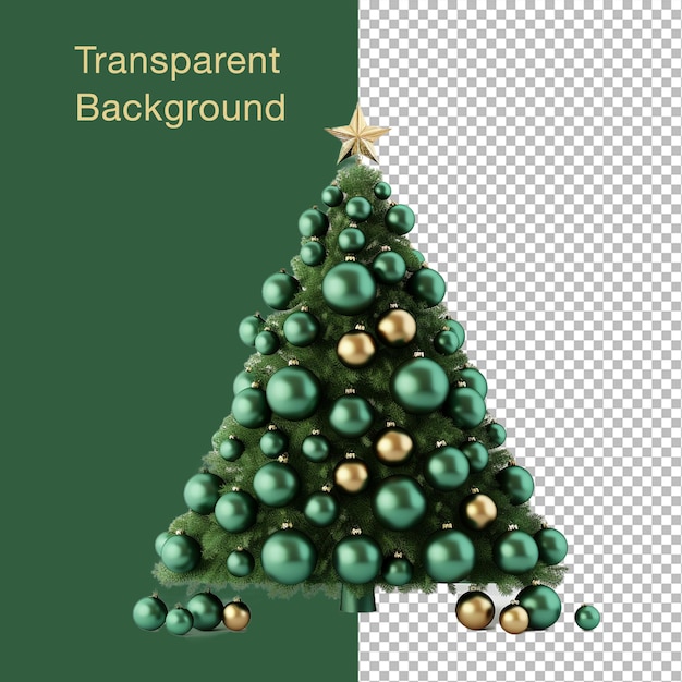 PSD Christmas tree with decoration transparent background