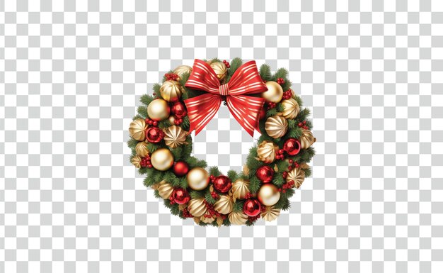 Psd christmas wreath isolated on transparent background