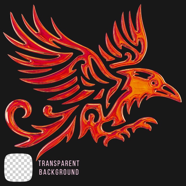 psd chrome metallic tribal crow abstract shape 3d rendering