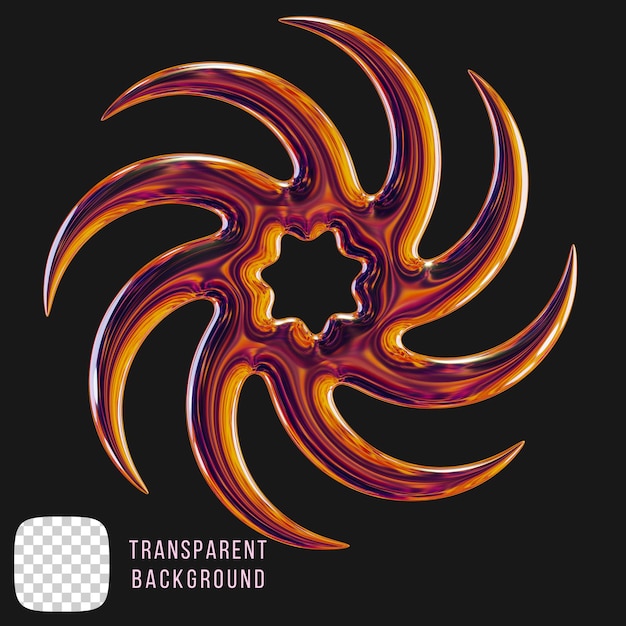 Psd chrome metallic y2k abstracte vorm 3d rendering