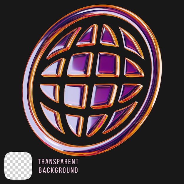 psd chrome metallic y2k globe abstract shape 3d rendering