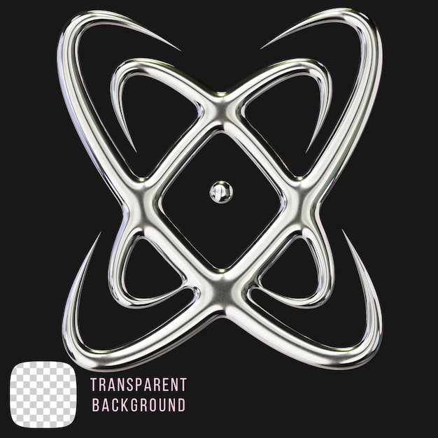 Psd chrome y2k abstracte vorm 3d rendering op transparante achtergrond