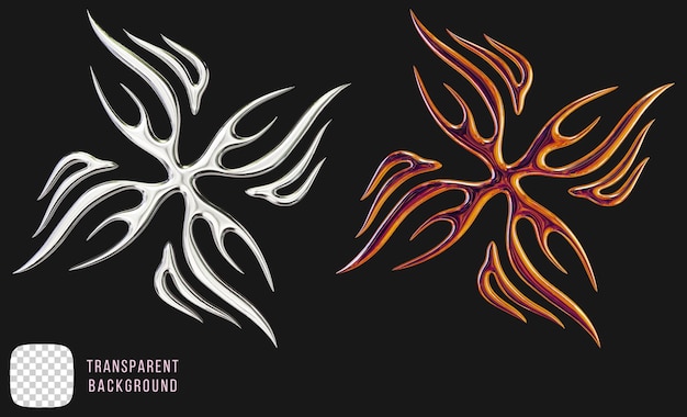 Psd chrome y2k abstracte vorm 3d rendering