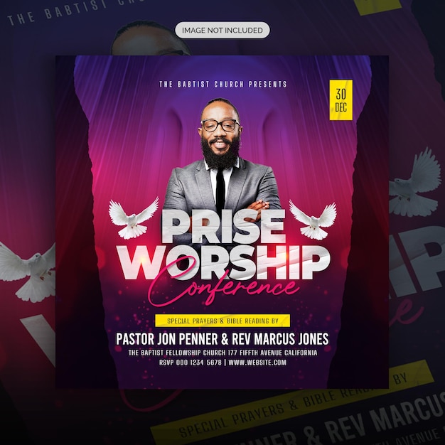 PSD church conference flyer social media post and instagram web banner