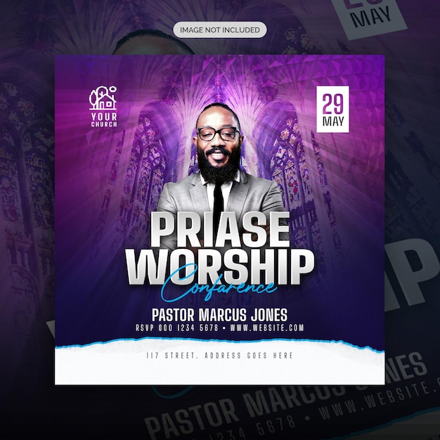 PSD psd church conference flyer social media post and instagram web banner