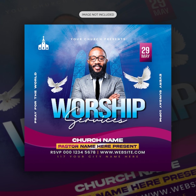 PSD psd church conference flyer social media post and instagram web banner