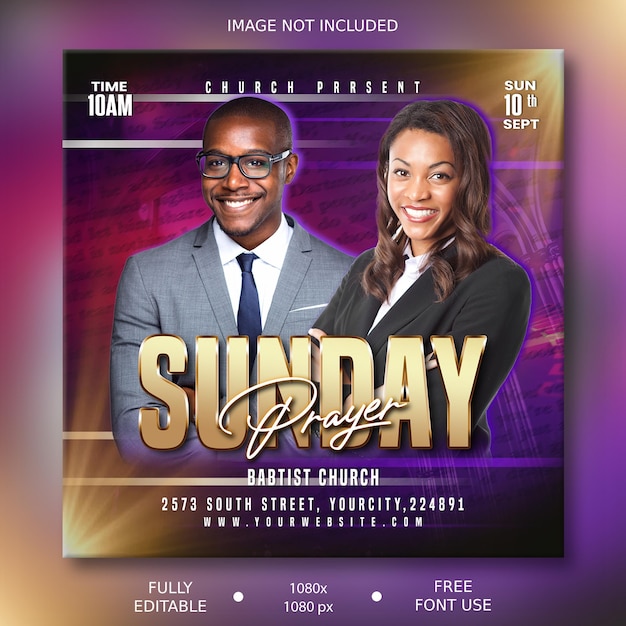 Psd church conference flyer social media post web banner template