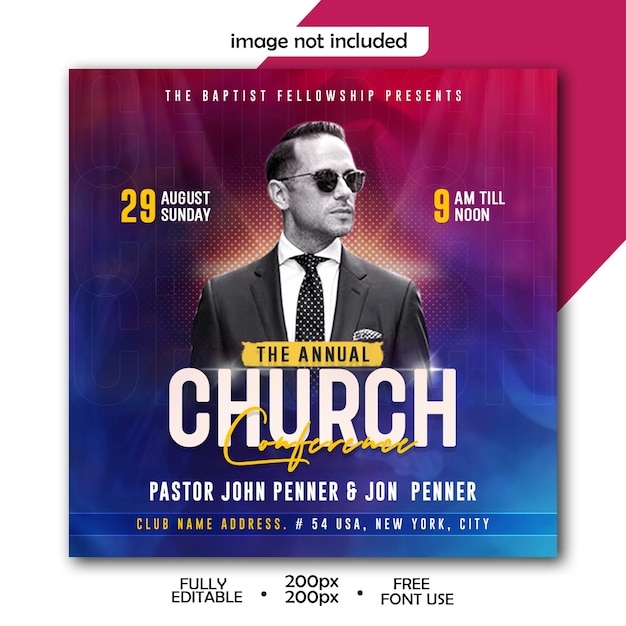 Psd church conference flyer and social media template