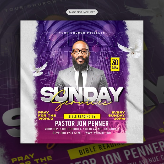 PSD psd church conference sunday service flyer social media post web banner