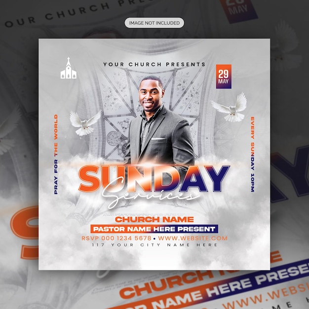 PSD psd church worship flyer instagram social media post and web banner