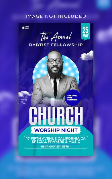 PSD psd church worship night social media instagram story template design