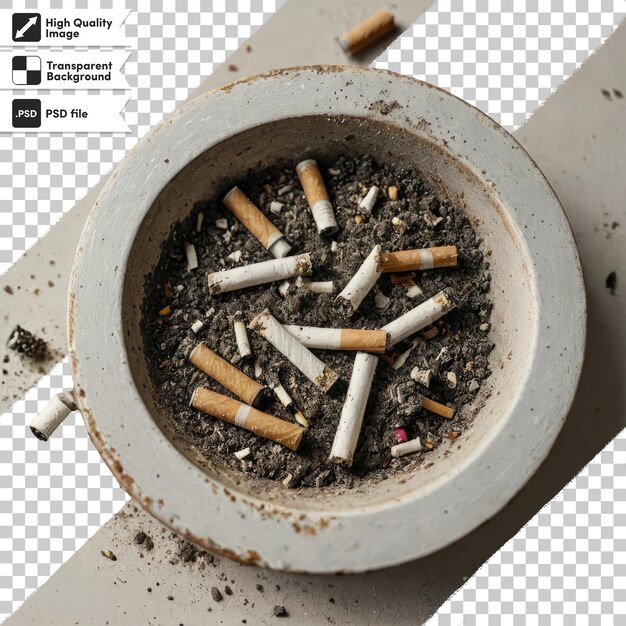 PSD psd cigarette and ashtray on transparent background with editable mask layer