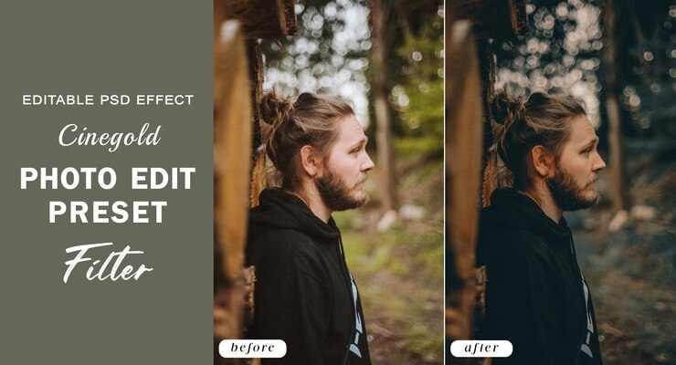 PSD psd cinegold photo edit preset filter for earth moody golden hour instagram photography filter