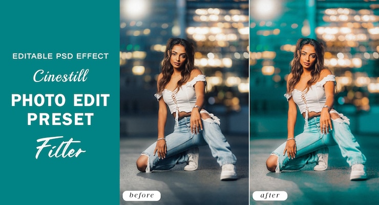 PSD psd cinestill photo edit preset filter for portrait cinematic vibrant photo filters