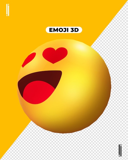 Psd circular 3d emoji with love smile