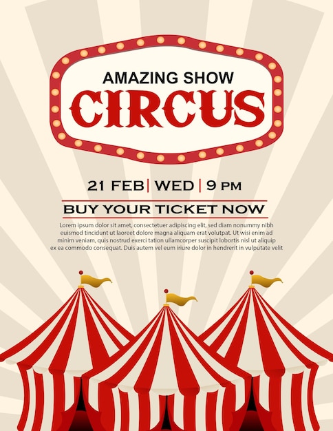 Psd circus festival retro poster template