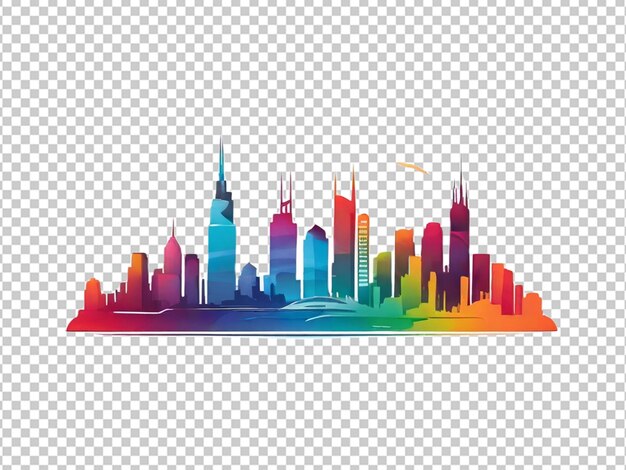 PSD psd of a cityscape colorful icon on transparent background